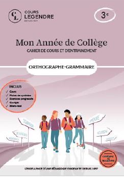 Mon année de collège : orthographe grammaire 3e : cahier de cours et d'entraînement, conforme au programme Social Sciences