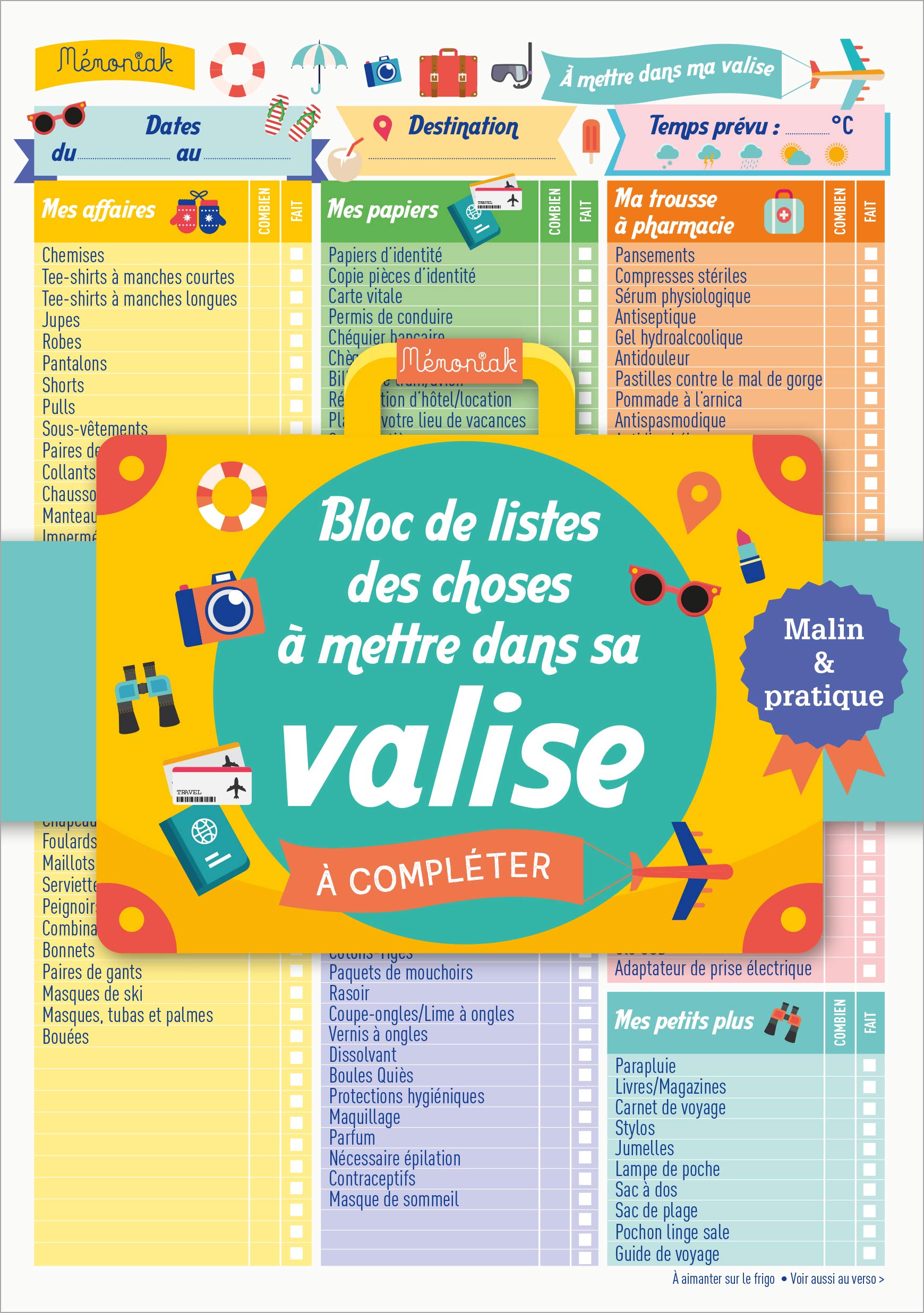 Liste des choses à mettre dans sa valise Mémoniak 2020 Partnership & Love