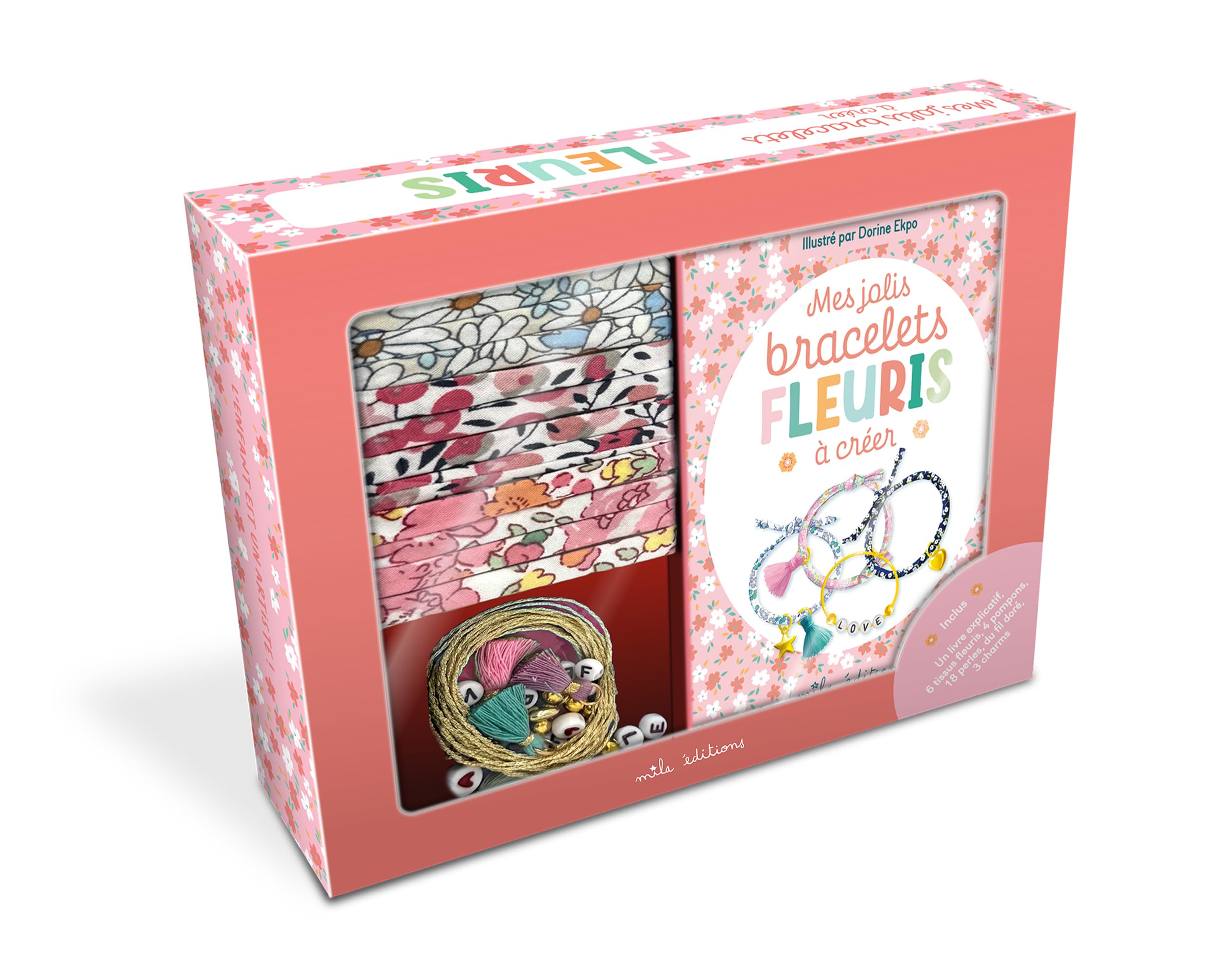 Coffret - Mes jolis bracelets fleuris à créer: Des tissus fleuris, des accessoires et un livre explicatif book