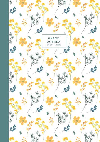 Grand agenda 2020-2021: Agenda Scolaire de Juillet 2020 à Juillet 2021, Semainier grand format A4 (21 x 29,7 cm), simple & graphique, idéal prise de ... Série Florale, motif à fleurs jaune et vert book