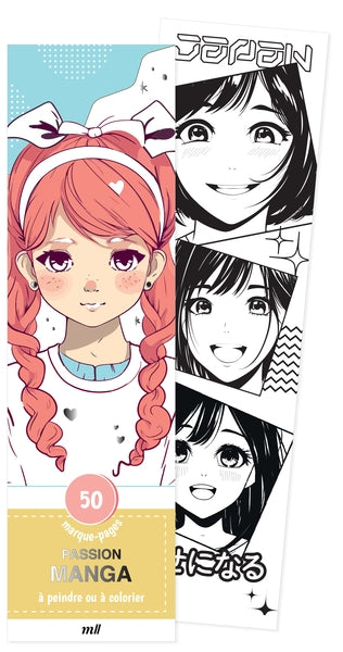 Passion manga : 50 marque-pages à peindre ou à colorier Manga