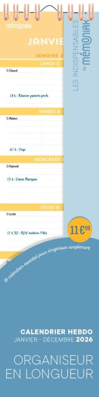 Organiseur en longueur : calendrier hebdo : janvier-décembre 2026 Partnership & Love