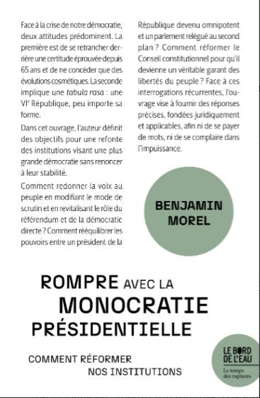 Rompre avec la monocratie présidentielle : comment réformer nos institutions book