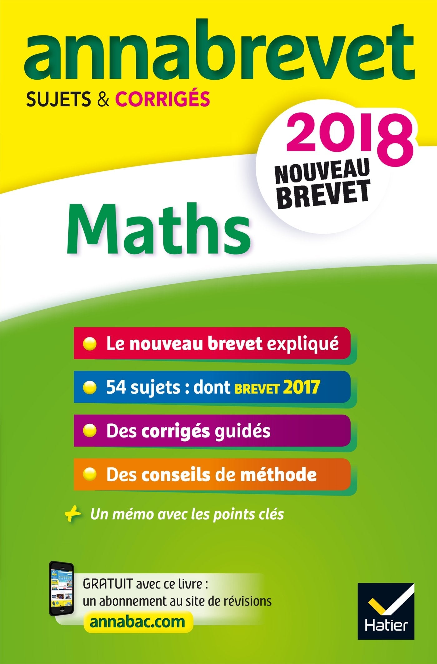 Annales Annabrevet 2018 Maths 3e: sujets et corrigés, nouveau brevet book