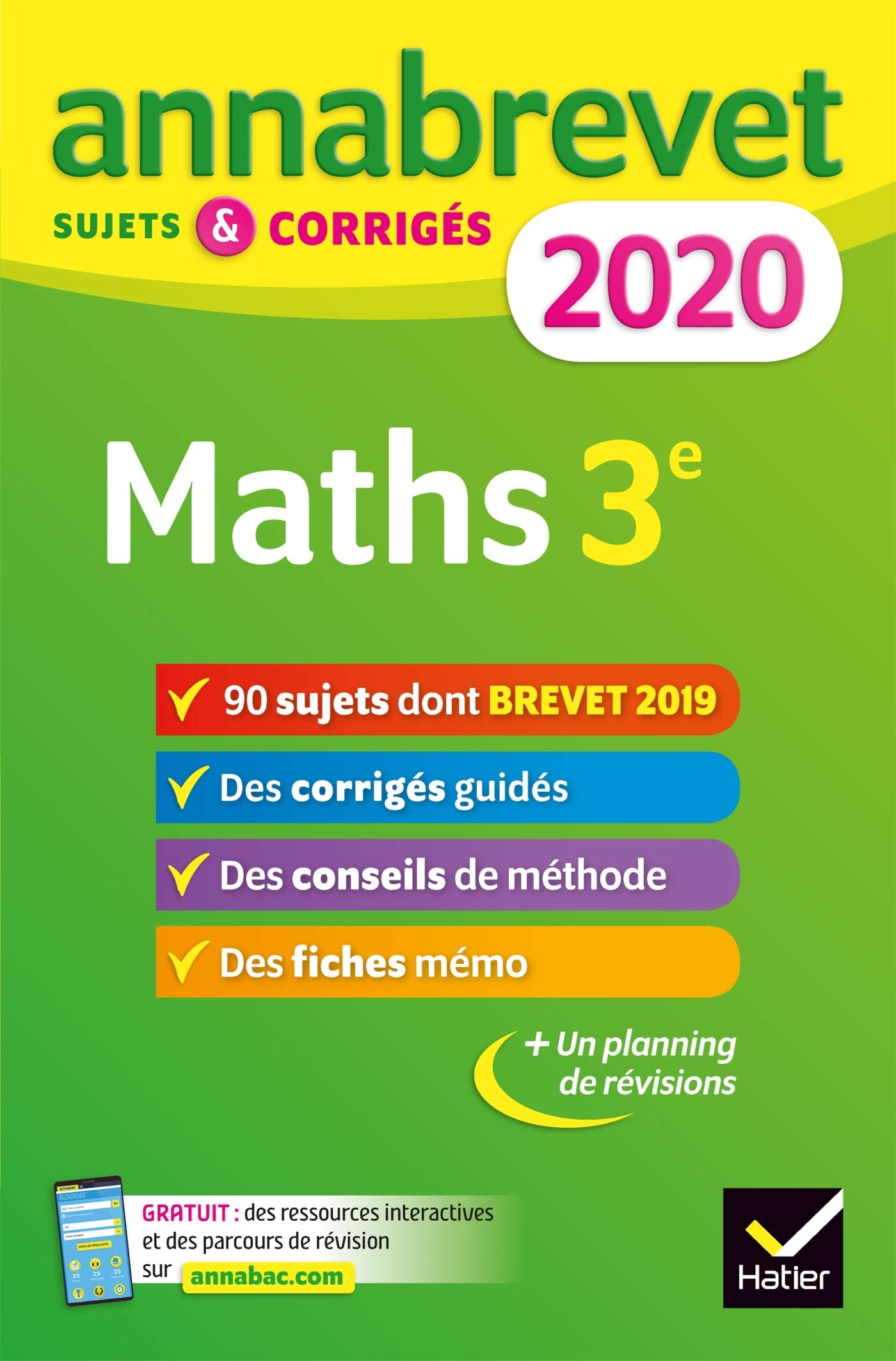 Annales du brevet Annabrevet 2020 Maths 3e: 90 sujets corrigés book
