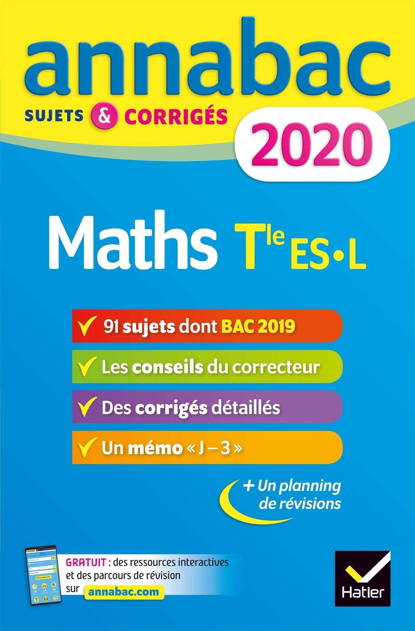 Annales Annabac 2020 Maths Tle ES, L: sujets et corrigés du bac Terminale ES (spécifique & spécialité), L (spécialité) Study Guides