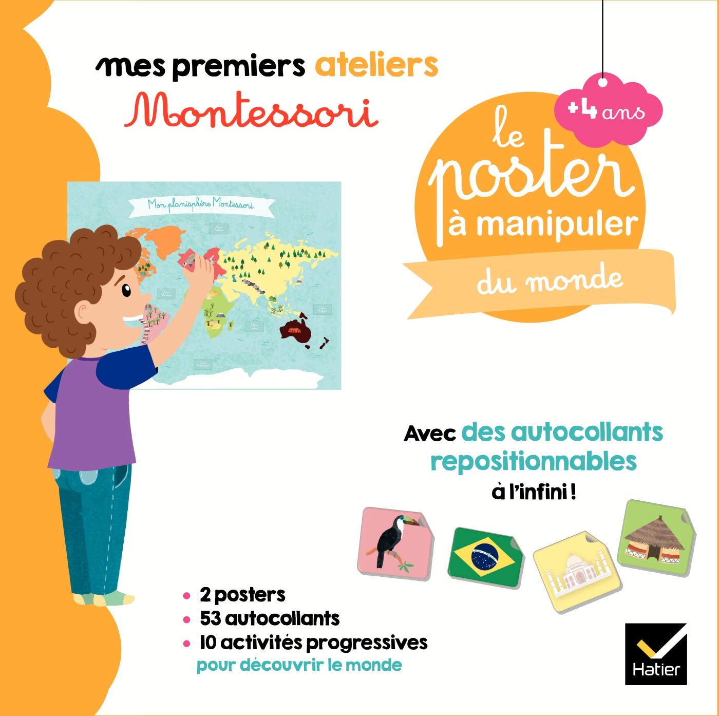 Coffret Montessori poster à manipuler du monde book