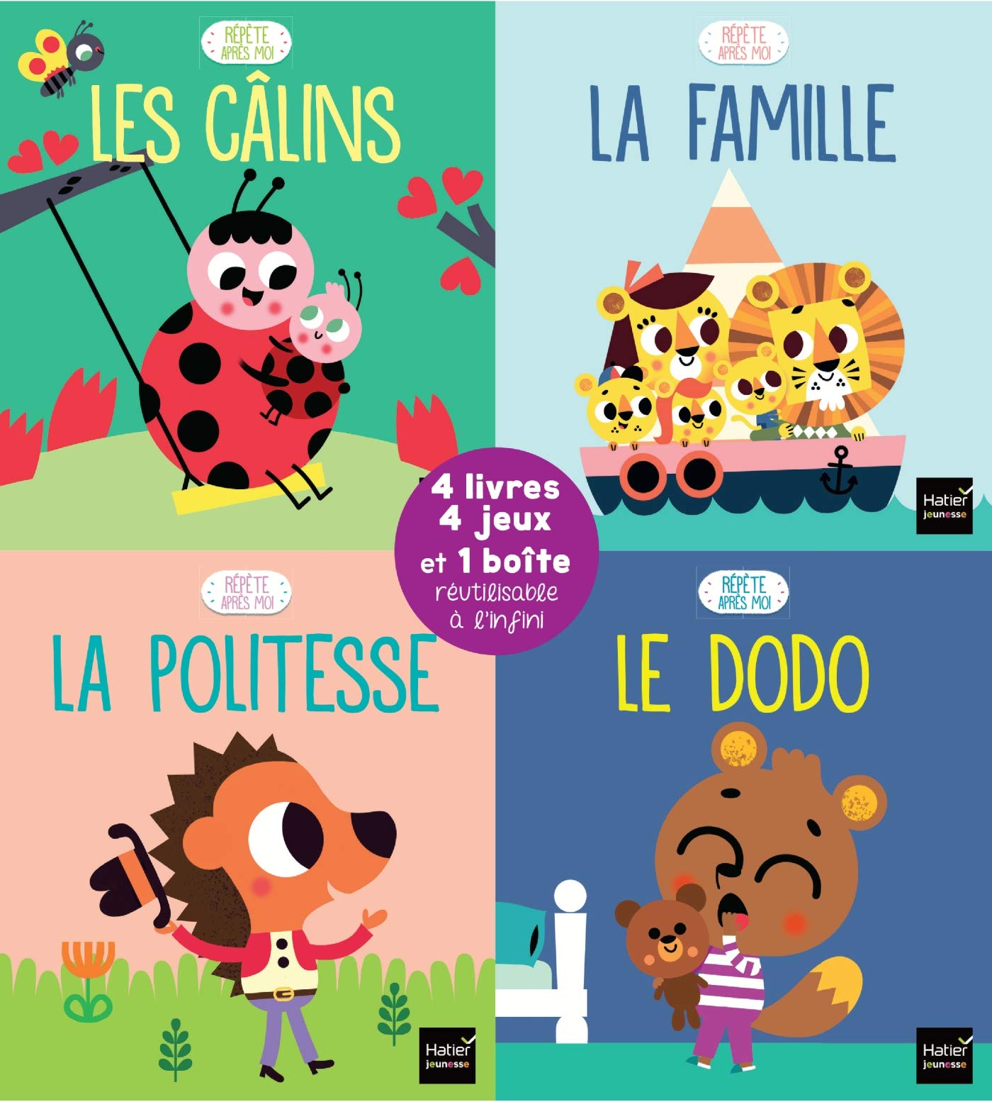 Mon coffret Répète après moi 1/3 ans: Les câlins ; La famille ; La politesse ; Le dodo Children's books