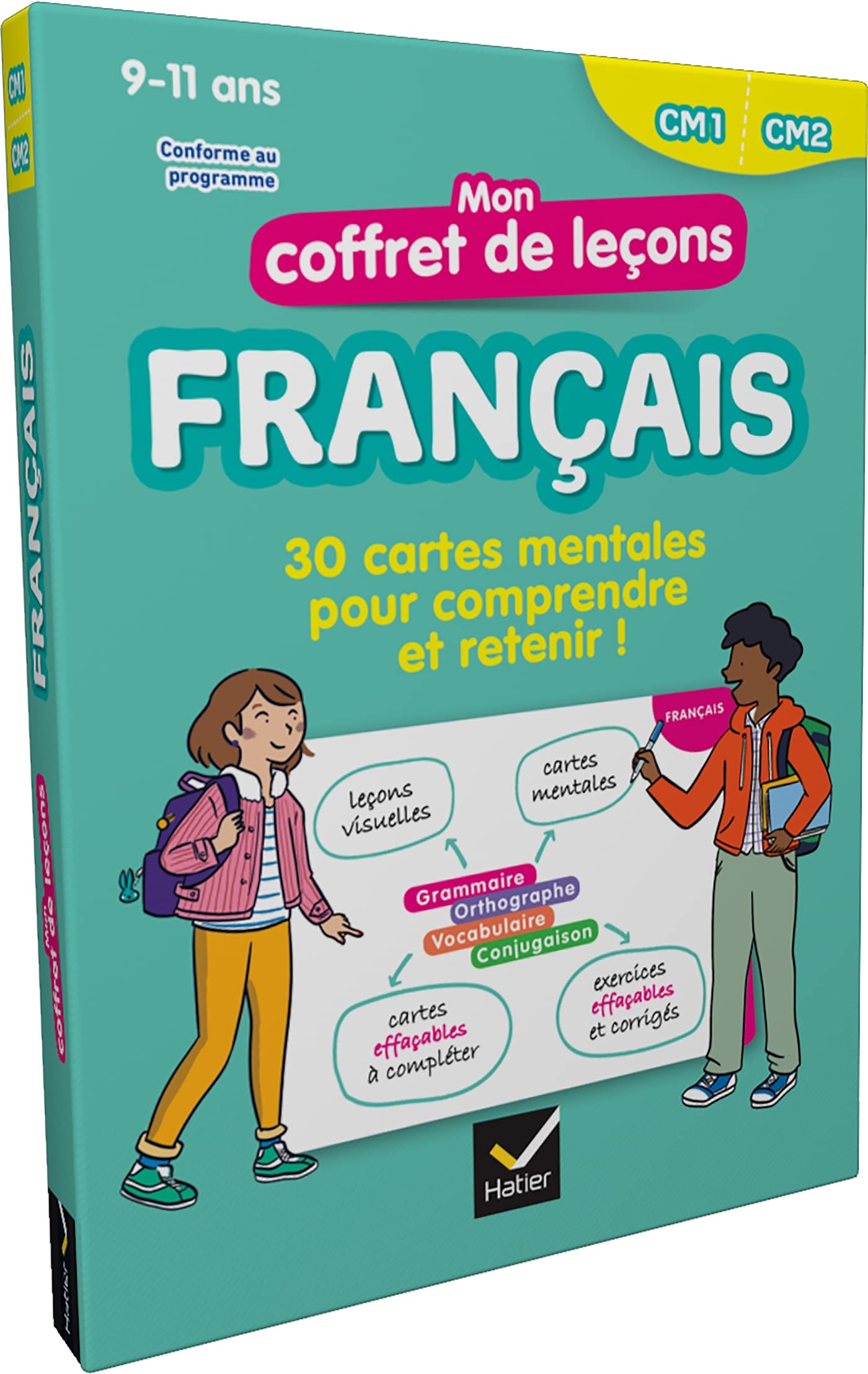 Mon coffret de leçons français CM1-CM2: 30 cartes mentales Non-fiction