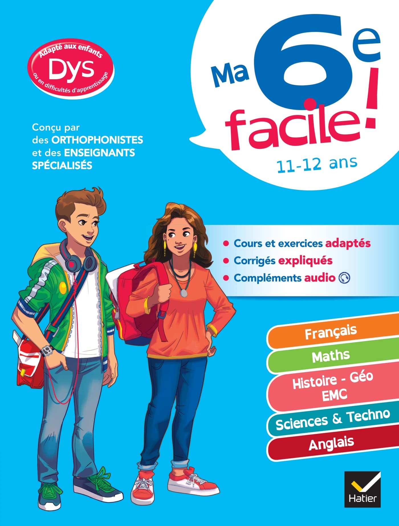 Ma 6e facile ! adapté aux enfants dyslexiques (DYS) ou en difficulté d'apprentissage: français, maths, anglais, histoire-géo, sciences book