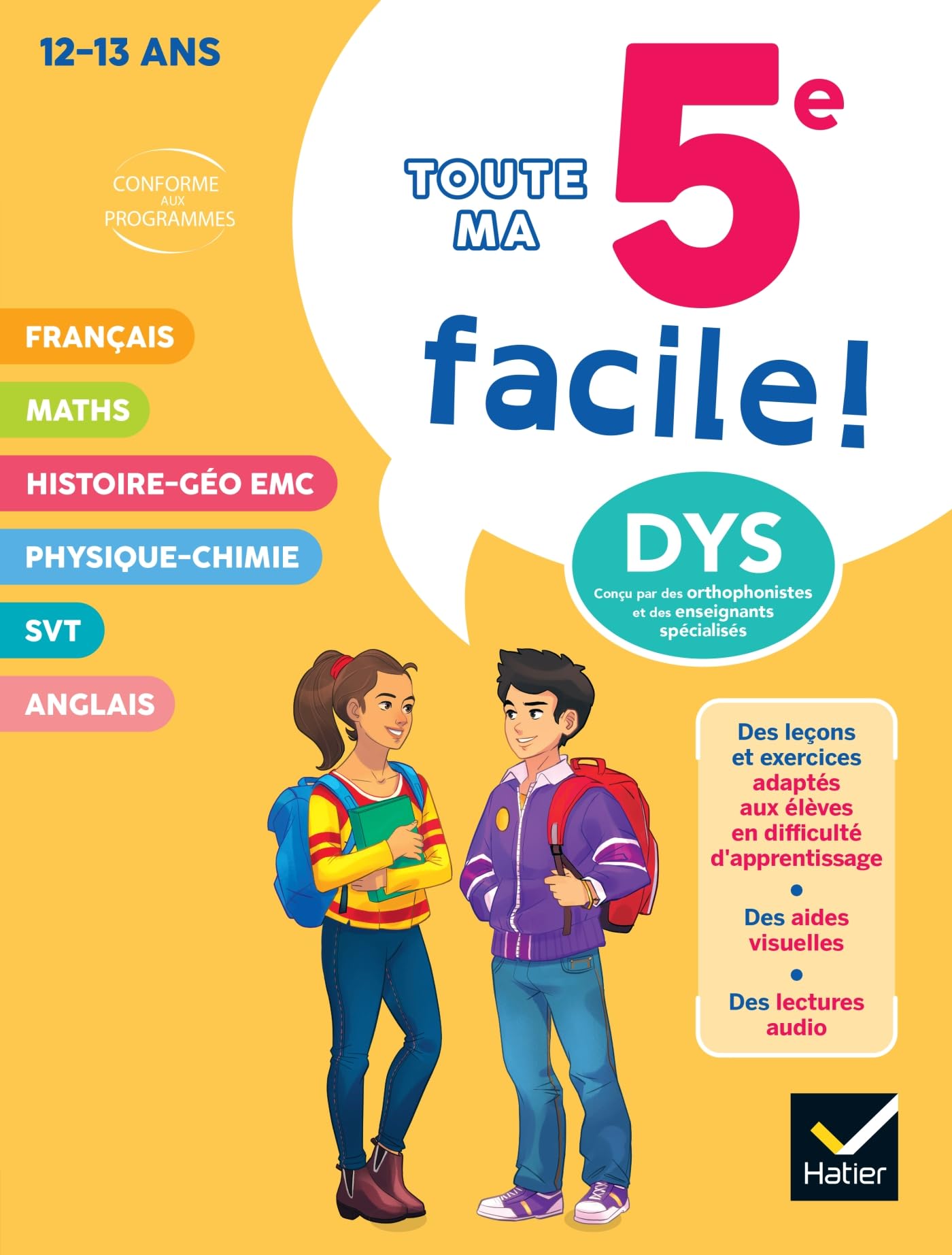 Ma 5e facile ! Tout-en-un adapté aux enfants dyslexiques (DYS) ou en difficulté d'apprentissage book