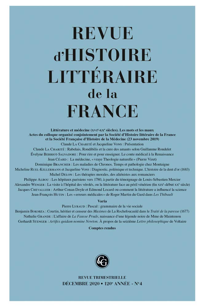 Revue d'histoire littéraire de la France (4 - 2020, 120e année - n° 4) book
