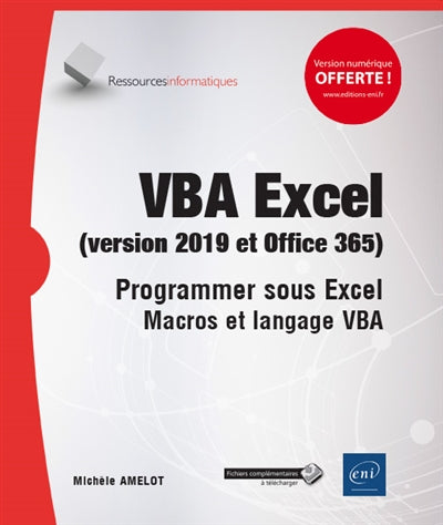 Product Image: VBA Excel (versions 2019 et Office 365) : programmer sous Excel : macros et langage VBA