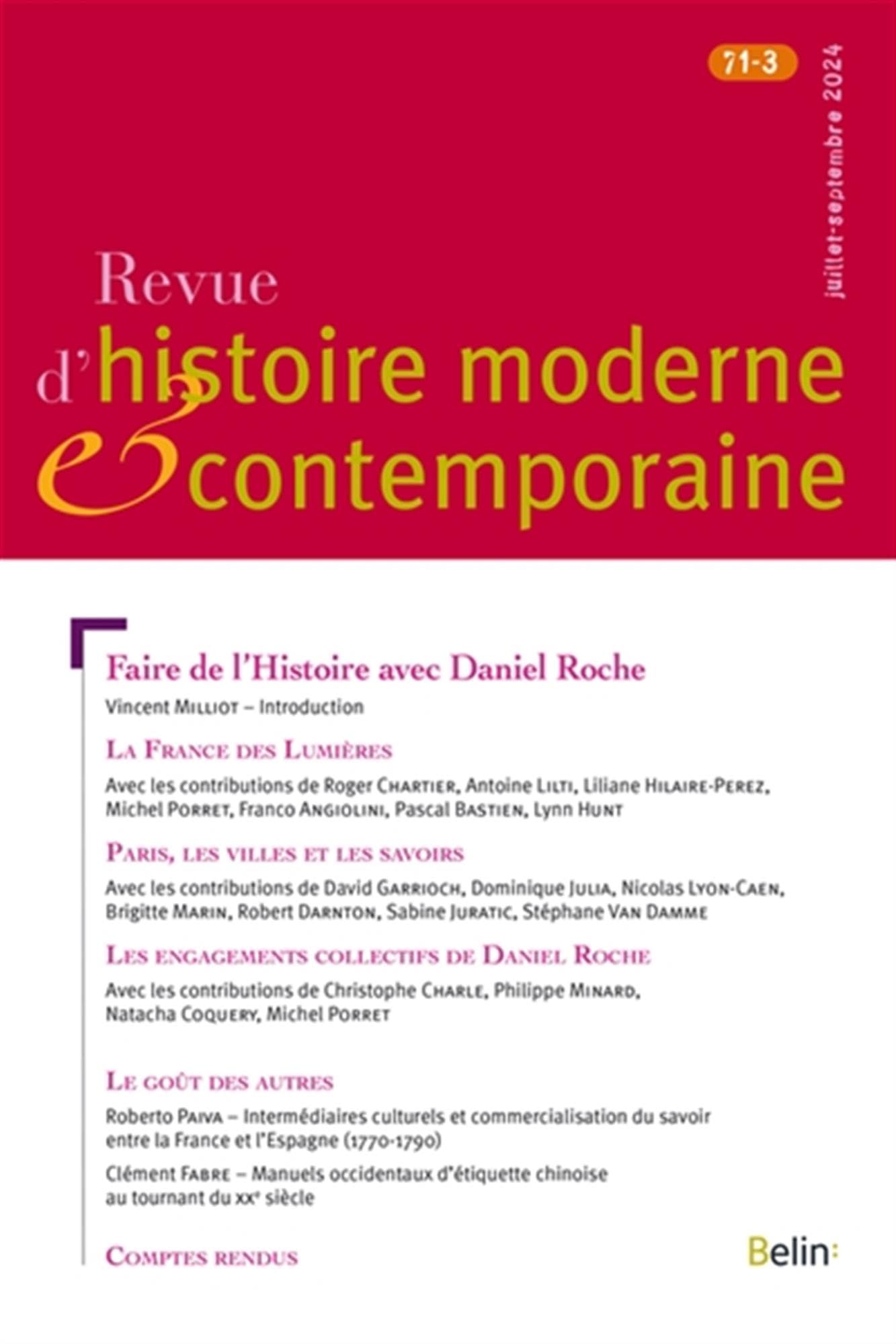 Revue d'histoire moderne et contemporaine n° 71-3 (juillet-septembre 2024) book
