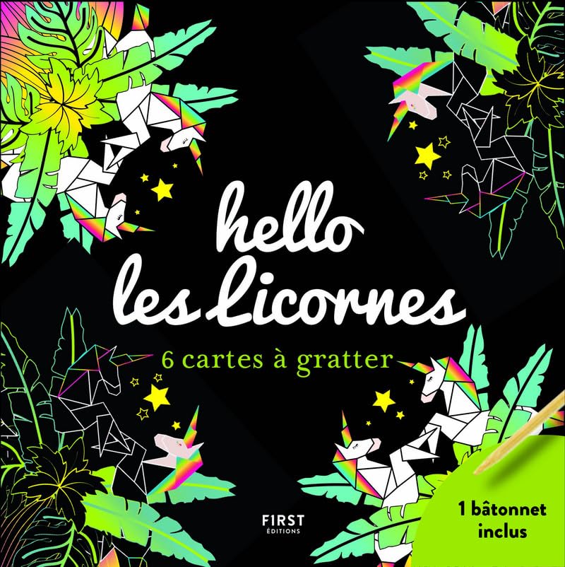 Hello les licornes - 6 cartes à gratter: 6 cartes à gratter - Avec 1 bâtonnet Hobbies & Crafts