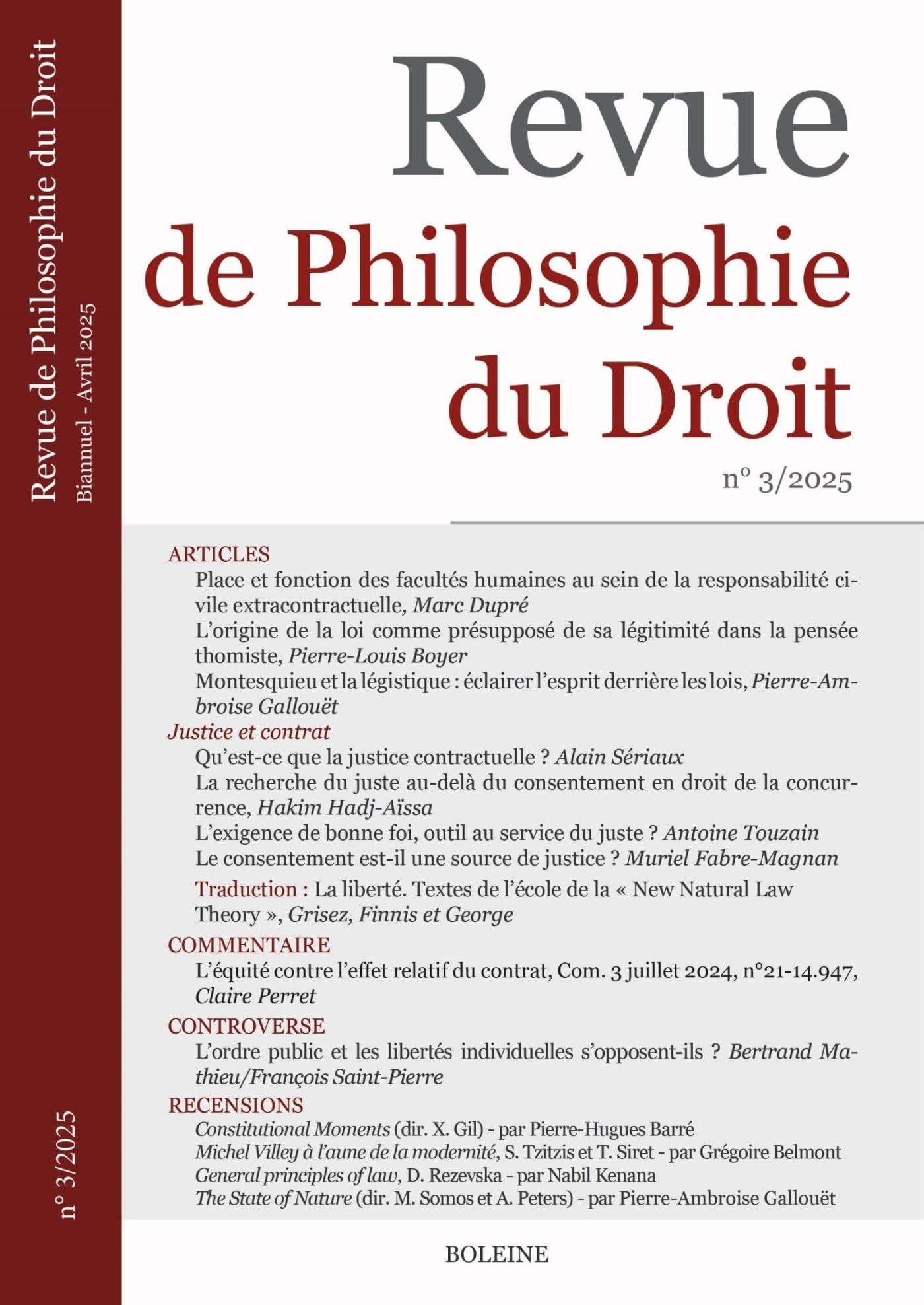 Revue de Philosophie du Droit 3/2025 book