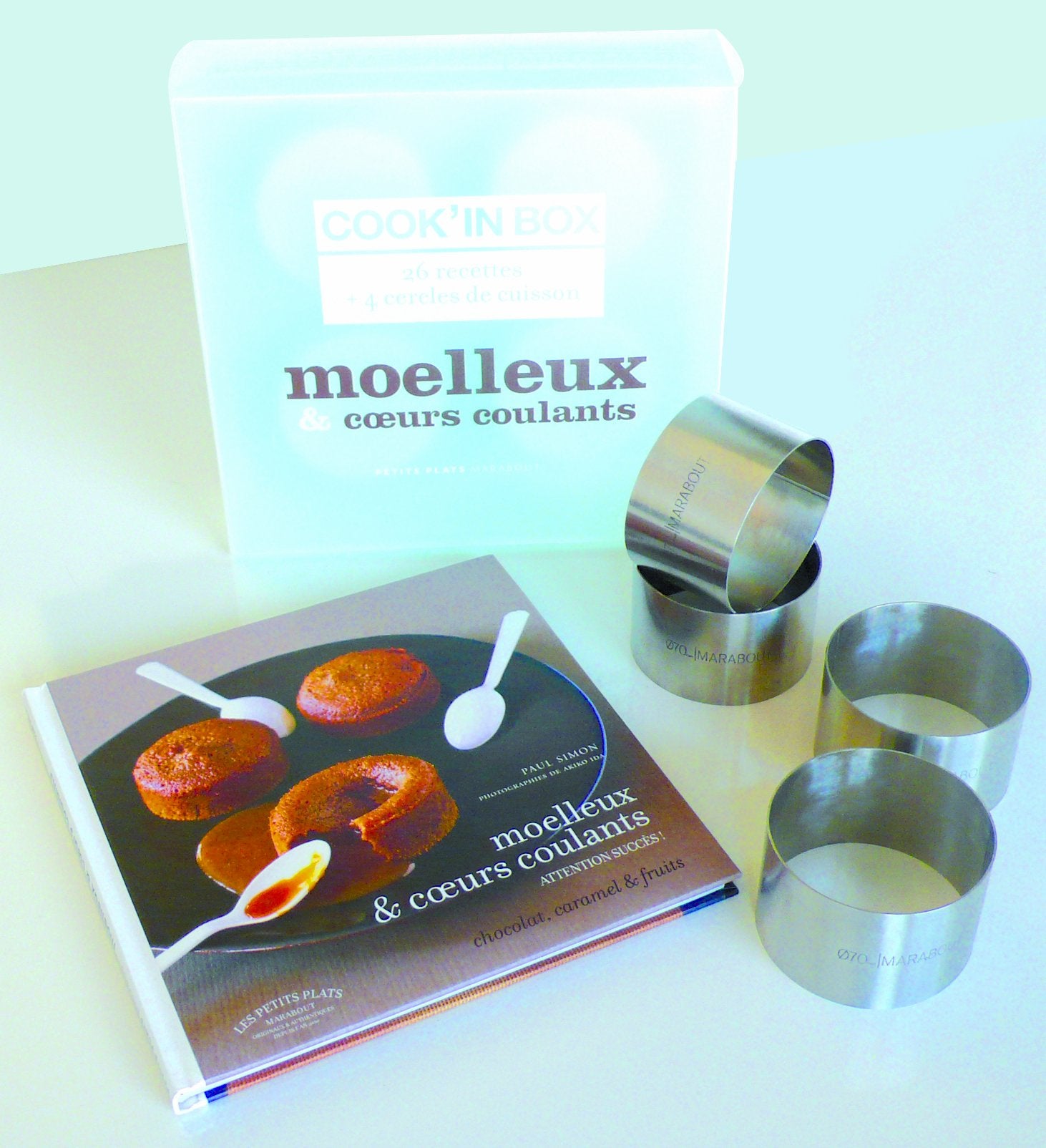 Cook'in box : Moelleux et coeurs coulants: 26 Recettes et 4 Cercles de cuisson Books