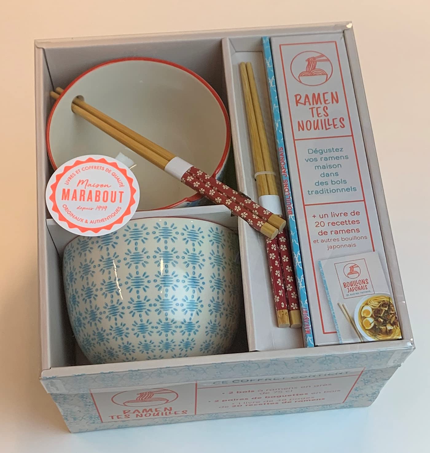 Coffret - Ramen tes nouilles: Avec 2 bols à ramen en grès de 75 cl, 2 paires de baguettes en bois Leisure, Home & Garden