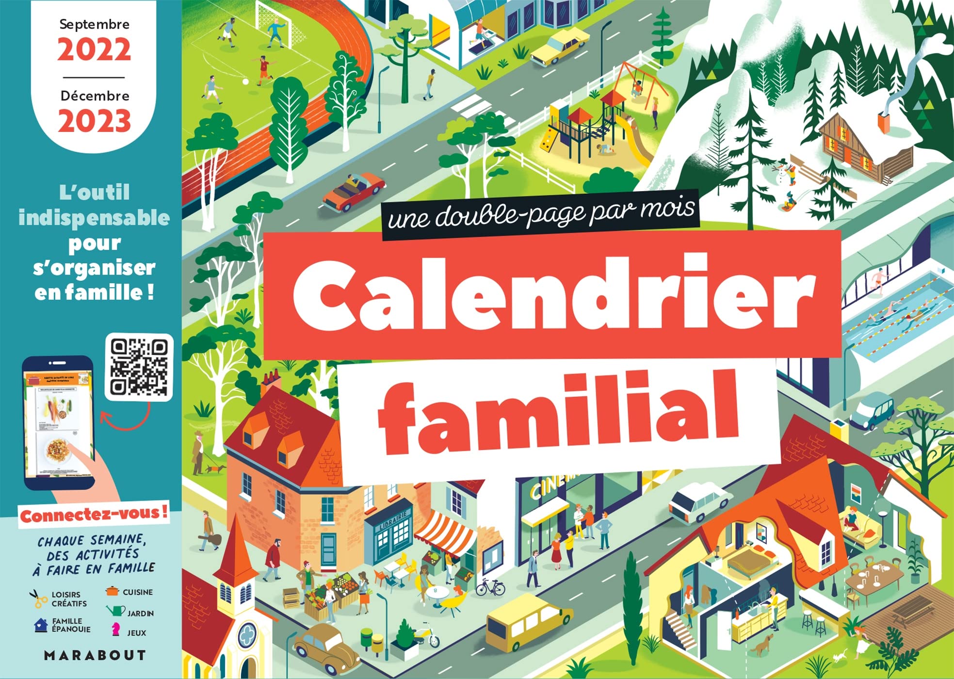 Grand calendrier mensuel de la famille - Septembre 2022 - Décembre 2023: De septembre 2022 à décembre 2023 Parents & Children