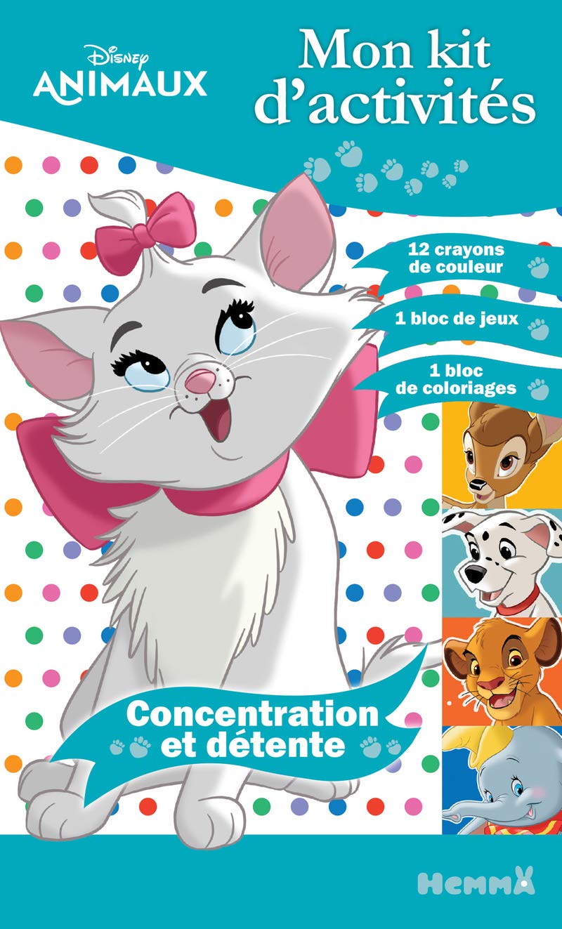 Disney Animaux Mon kit d'activités Concentration et détente: Concentration et détente. 12 crayons de couleur, 1 bloc de jeux, 1 bloc de coloriages Hobbies & Crafts