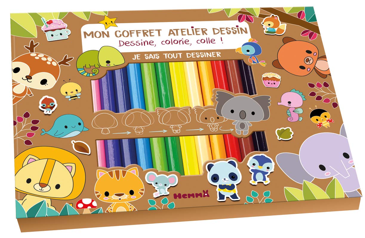 Je sais tout dessiner - Kit avec crayons, feutres pailletés et bloc, pour apprendre à dessiner pas à pas - dès 5 ans book