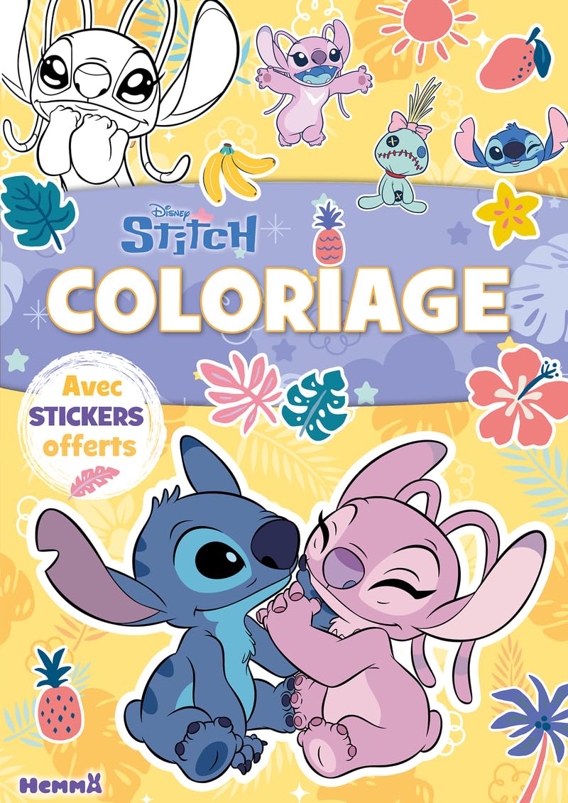 Disney Stitch - Coloriage avec stickers offerts - Livre coloriage 4 ans - Livre coloriage Stitch - Livre coloriage Disney book