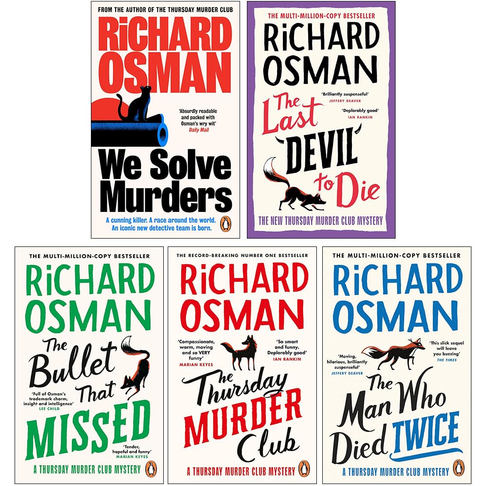 Richard Osman 5 Books Collection Set (The Thursday Murder Club, The Man Who Died Twice, The Bullet That Missed, The Last Devil To Die & We Solve Murders) Books