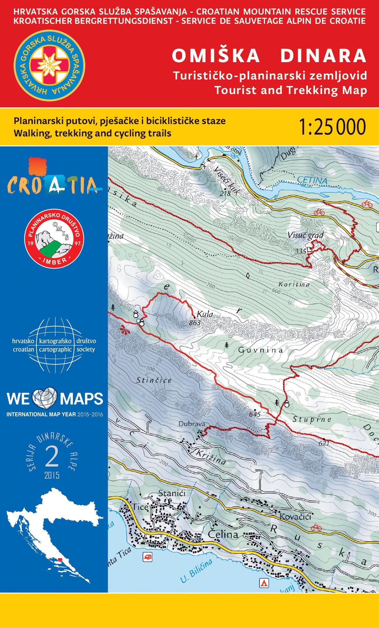 Omiška Dinara 1:25.000 Wanderkarte (Kroatien) Maps & Plans
