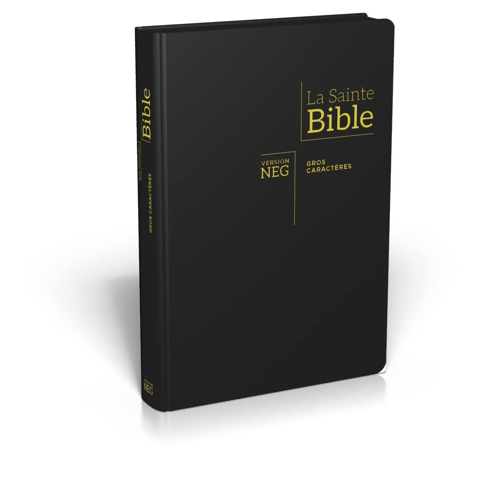 Bible NEG gros caractères : fibrocuir, tranches or, onglets découpés, fermeture éclair book