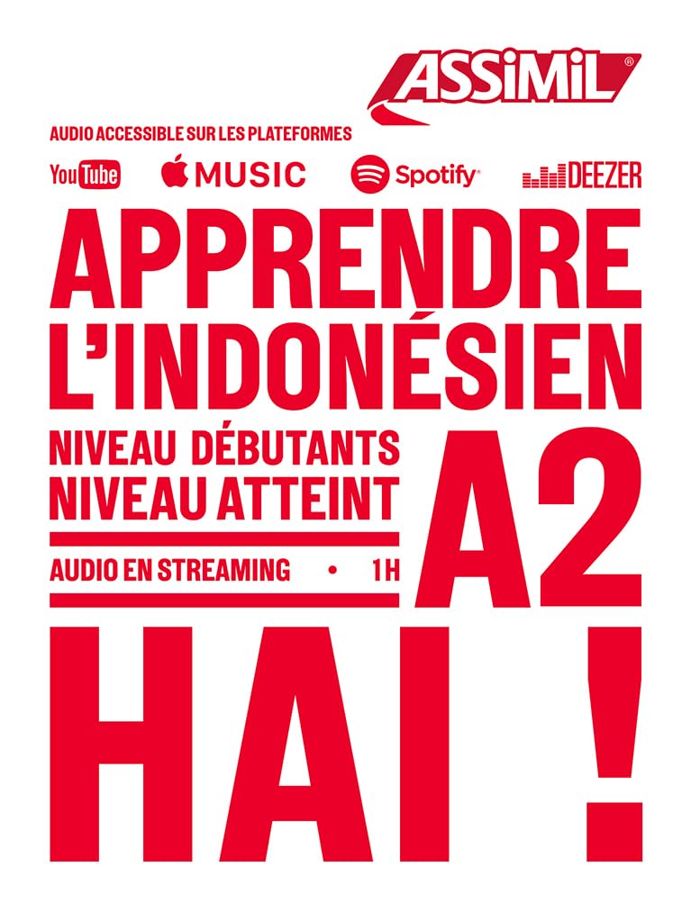 Apprendre l'indonésien niveau débutants, niveau atteint A2 Hai ! book