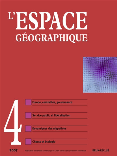 Product Image: Espace géographique, n° 4 (2007)