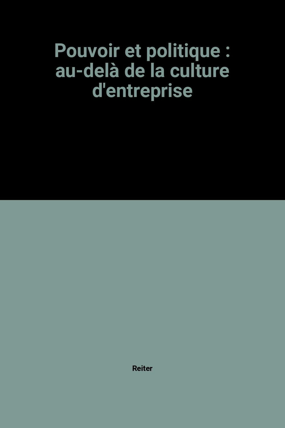 Pouvoir et politique : au-delà de la culture d'entreprise book