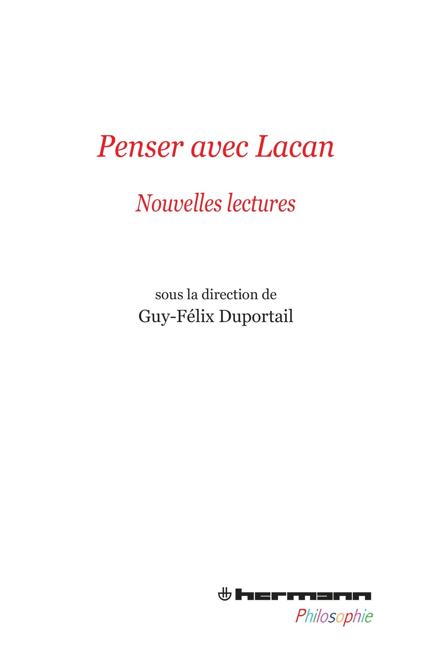 Penser avec Lacan: Nouvelles lectures book