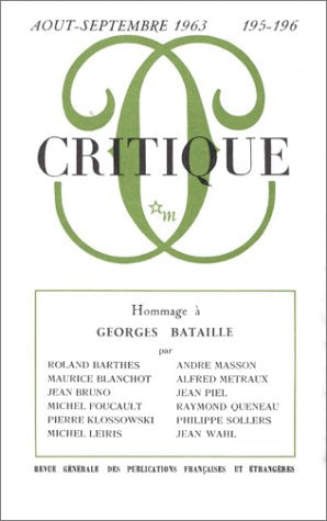 HOMMAGE A G.BATAILLE (CRITIQ.195-196) (Revue Critiq) Philosophy