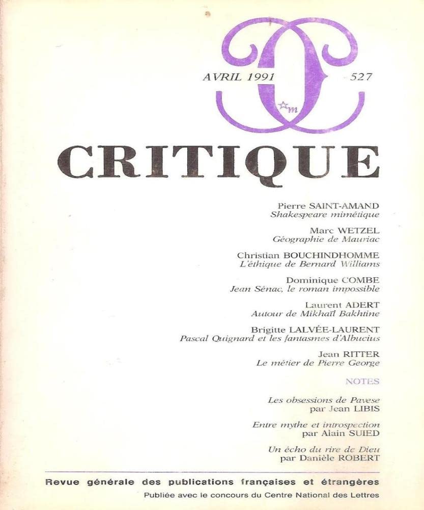 Revue Critique, numéro 527 book