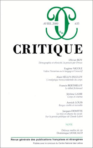 Critique 635 (Revue Critiq) Philosophy