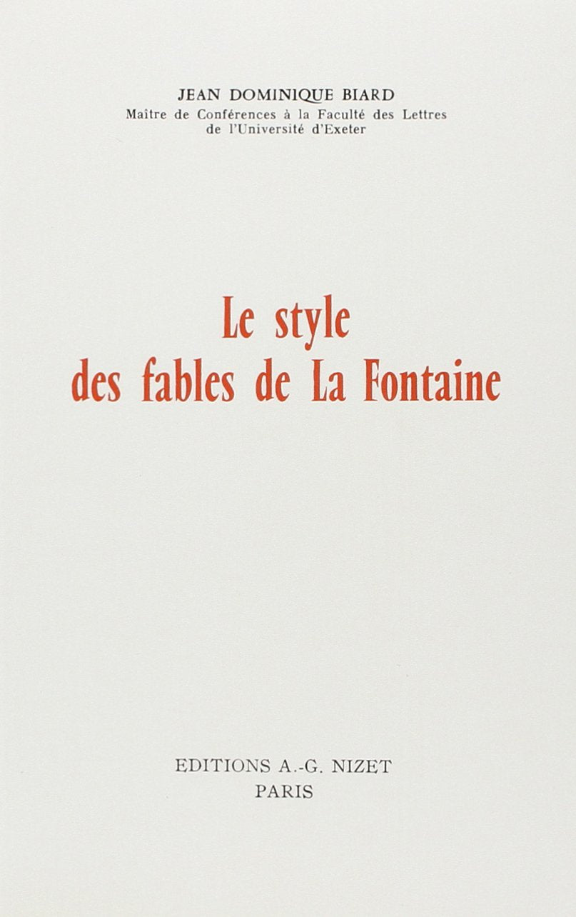 Le style des fables de La Fontaine Books