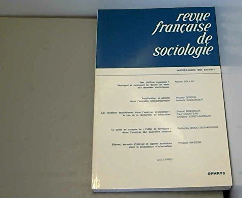Revue française de sociologie : Janvier-mars 1997 book