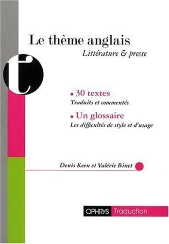 Le Thème Anglais: Littérature & presse Non-fiction