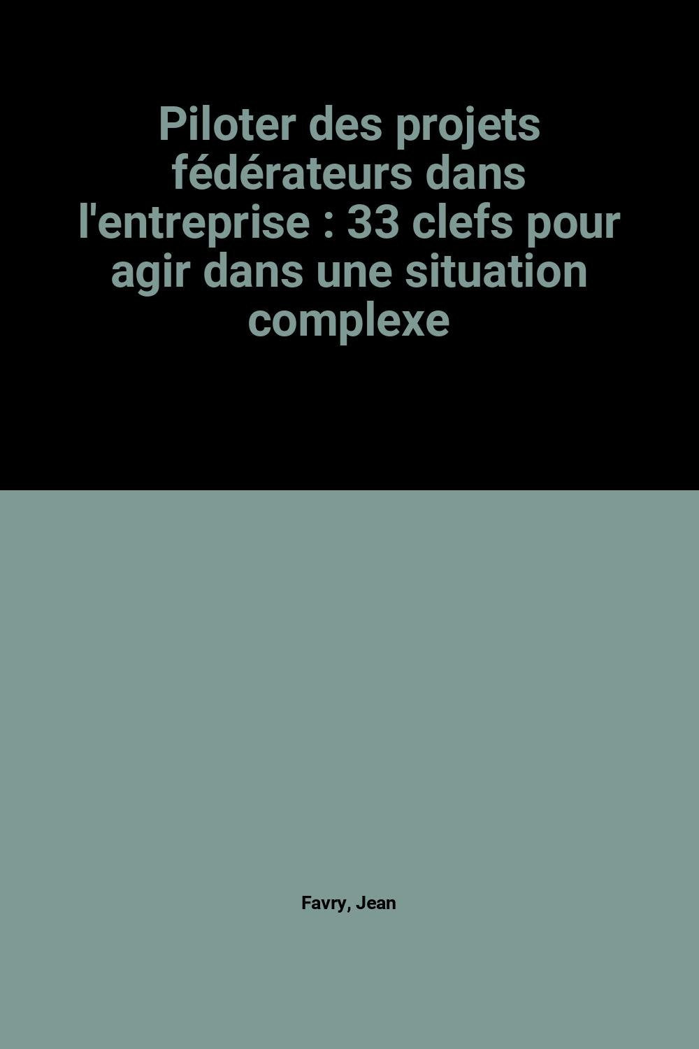 Piloter des projets fédérateurs dans l'entreprise : 33 clefs pour agir dans une situation complexe book