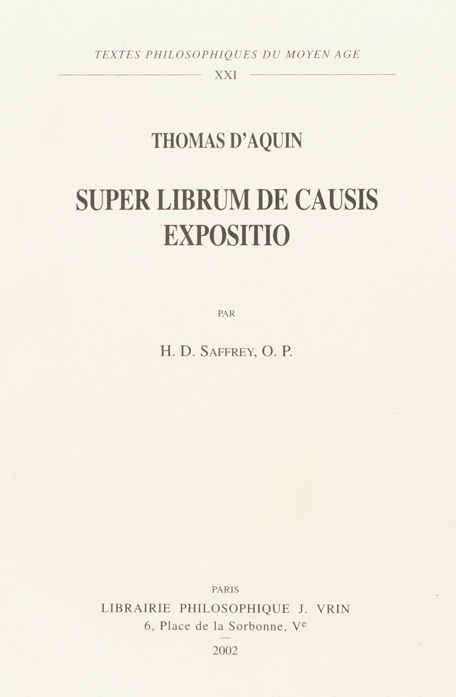 Super librum de causis expositio book