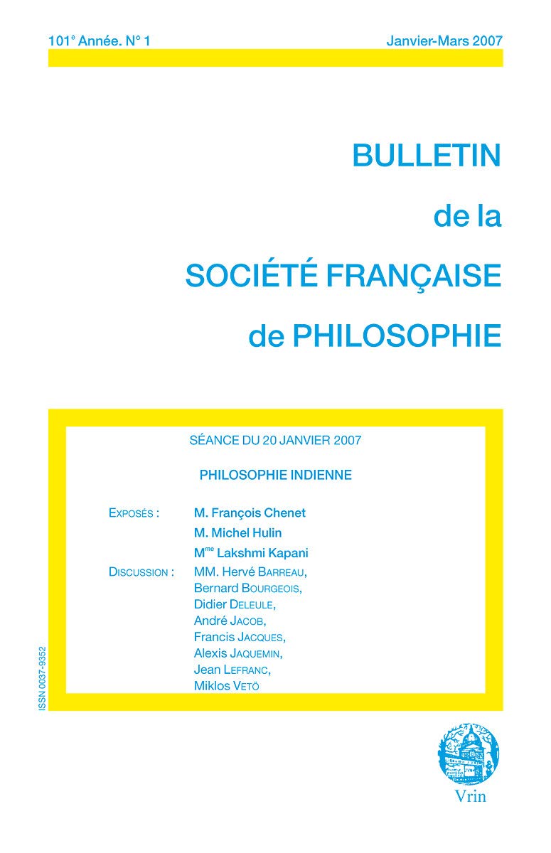 Philosophie indienne (Bulletin de la Société Française de Philosophie, 2007/1) book