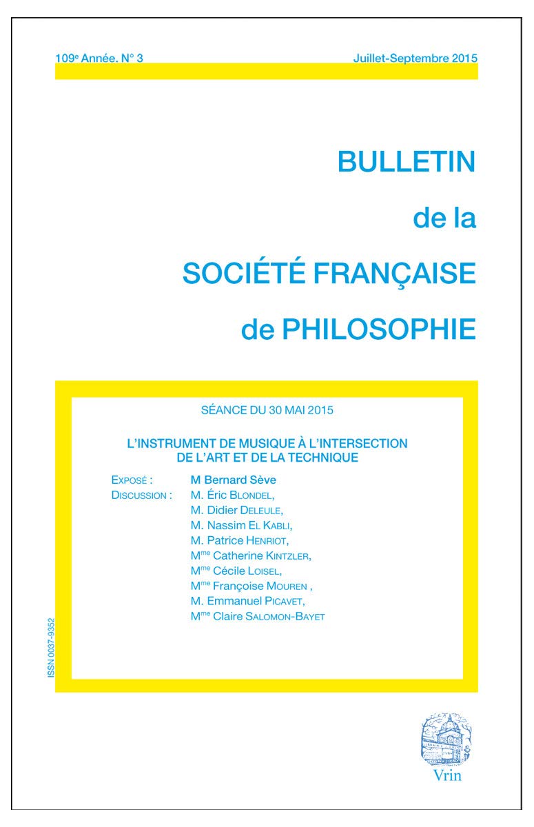L'instrument de musique à l'intersection de l'art et de la technique (Bulletin de la SFP 2015/3) Books