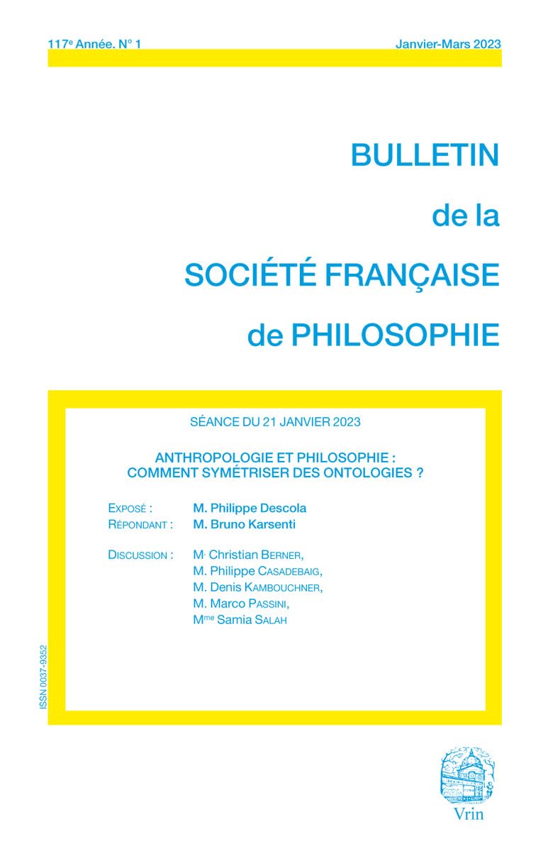 Anthropologie et philosophie: comment symetriser des ontologies? (Bulletin de la SFP, 2023/1) book