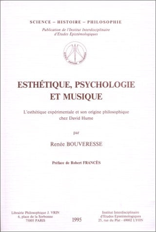 Esthétique, psychologie et musique : l'esthétique expérimentale et son origine philosophique chez David Hume book