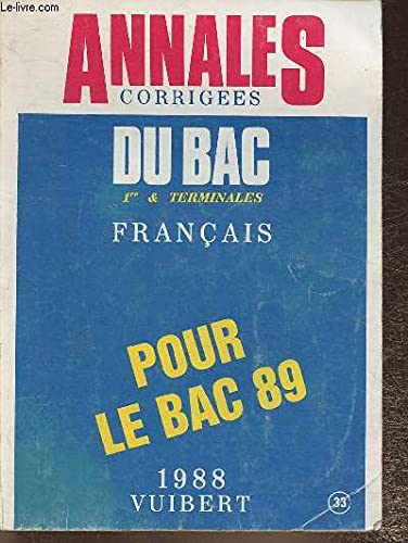 Annales corrigées du Bac 1988 1re et terminales - Français Books
