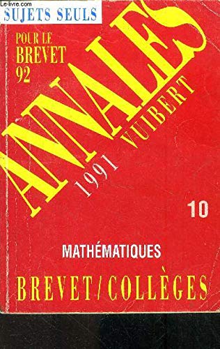 Annales du Brevet, 1991 : mathématiques book