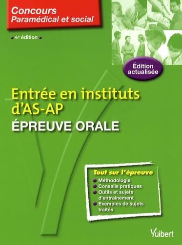 Entrée en instituts d'AS-AP: Epreuve orale book