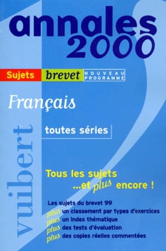 Annales 2000, français toutes séries, brevet corrigés numéro 8 book