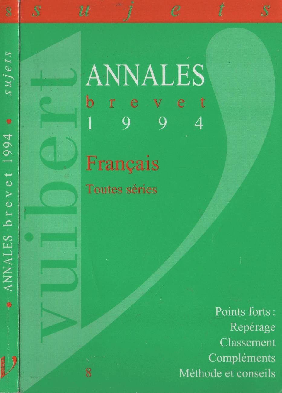 Francais Brevet. Sujets Seuls, Edition 1994 book